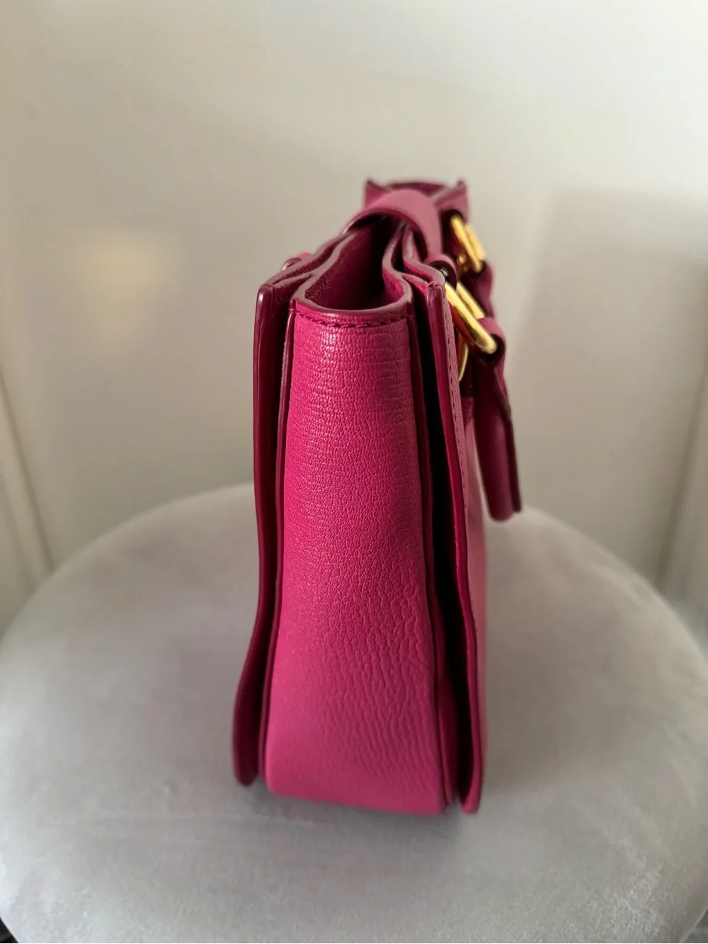 Miu Miu - PINK Pebbled Leather Satchel with Gold Hardware